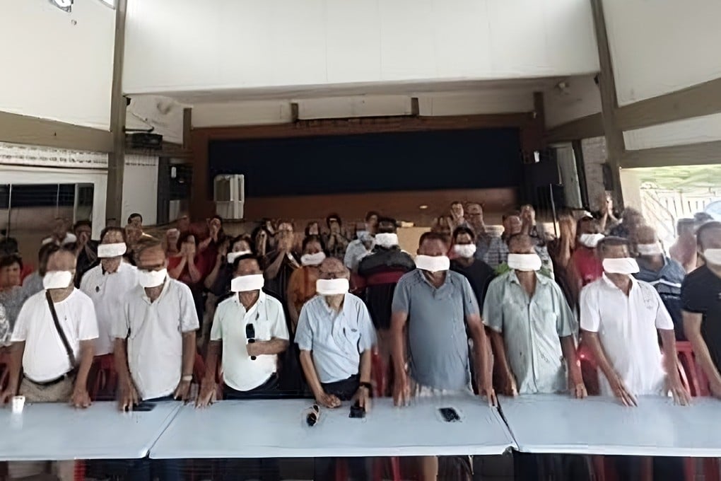 Democratic Action Party (DAP) members in Negeri Sembilan, Malaysia, wear sanitary pads over their mouths on Sunday to mock the appointment of an “outsider” as a state senator. Photo: Facebook