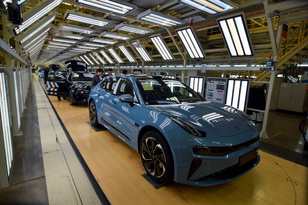 Electric cars move along a production line at a factory run by the Chinese brand Zeekr in Ningbo, eastern China. Concerns that growing competition from China could threaten European jobs are on the rise in France. Photo: Reuters