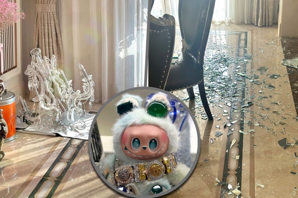 A petulant child in China who was refused a Labubu toy caused US$56,000-worth of damage to a home when his request for the cuddly figure was rejected. Photo: SCMP composite/RedNote