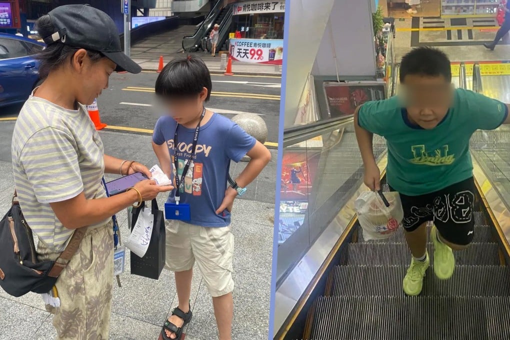 The Chinese authorities have clamped down on a trend in the southern city of Shenzhen which saw children helping couriers to deliver food orders. Photo: SCMP composite/chengdu.cn