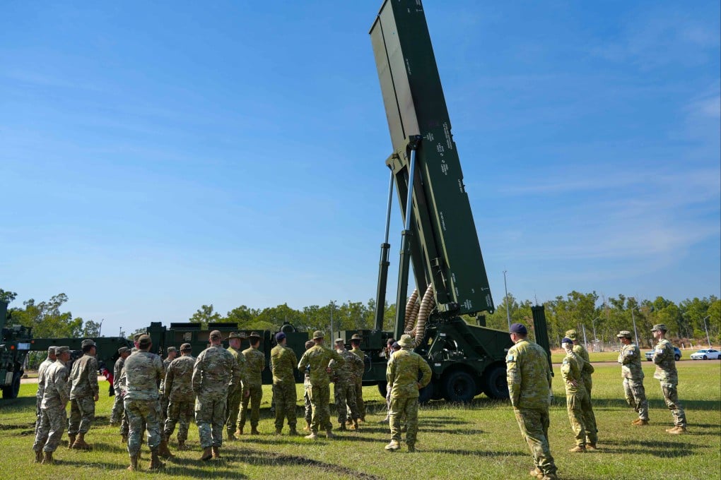 US soldiers give a capabilities brief on the Long Range Hypersonic Weapon System in the Northern Territory, Australia, on July 9 as part of Exercise Talisman Sabre 25. It is the first operational employment of the Dark Eagle system outside the continental US. Photo: Handout