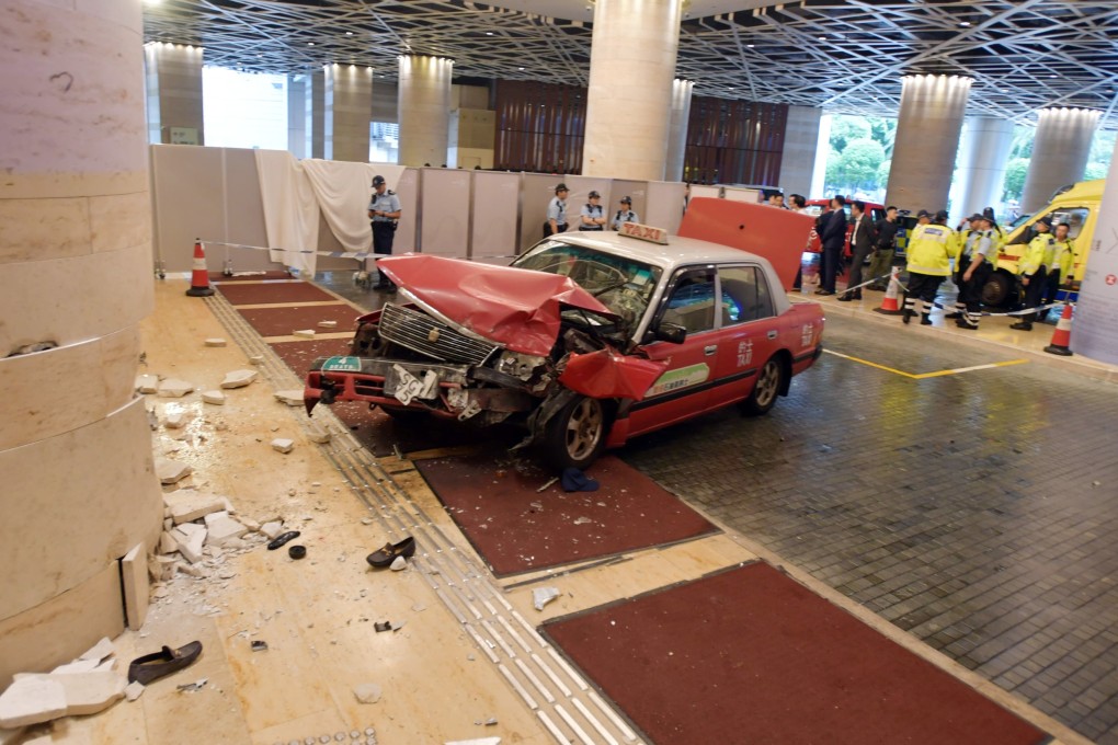 The site of the crash in Tsuen Wan, where a taxi ploughed into a Filipino tourist. Photo: Handout