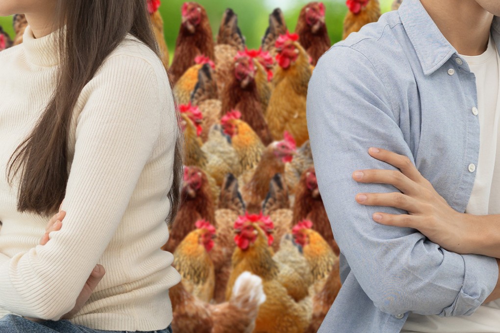 A judge presiding over a divorce case in China has told a couple to split 29 chickens evenly, telling them eat the odd one out together before they split. Photo: SCMP composite/Shutterstock