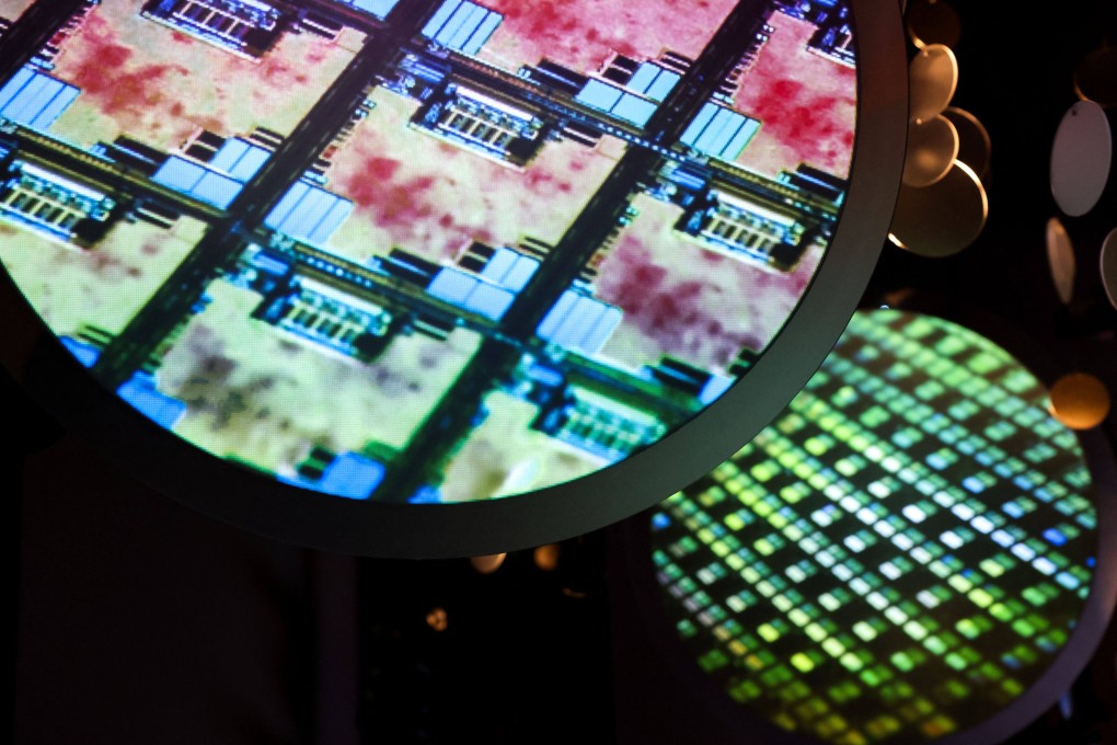 An image of an electronic wafer is displayed at the TSMC Museum of Innovation in Hsinchu, the city at the heart of Taiwan’s chipmaking ecosystem. Photo: AFP
