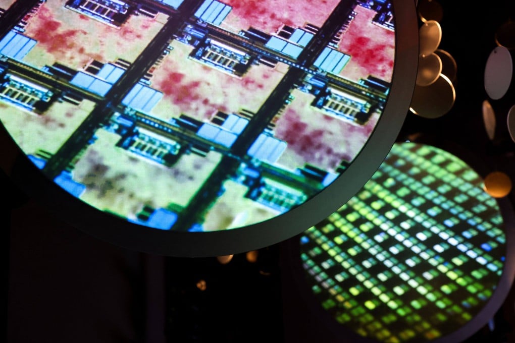 An image of an electronic wafer is displayed at the TSMC Museum of Innovation in Hsinchu, the city at the heart of Taiwan’s chipmaking ecosystem. Photo: AFP