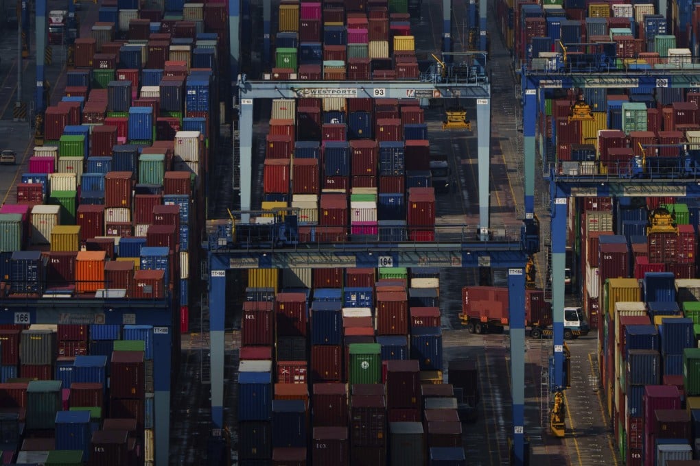 Shipping containers stacked at Westport in Klang, Malaysia. Last year, Malaysia sent a record US$47 billion in shipments to the US. Photo: AP