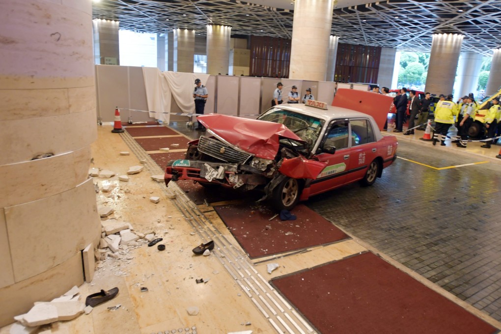 The scene of the crash near Nina Hotel in Tsuen Wan, where a taxi ploughed into a Filipino tourist. Photo: Handout