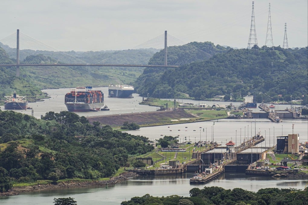 A cargo ship navigates through the Panama Canal in July. Photo: AP