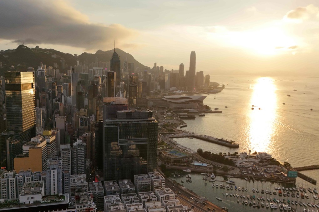 A view of Hong Kong Island and Victoria Harbour at sunset on May 19. Photo: AFP