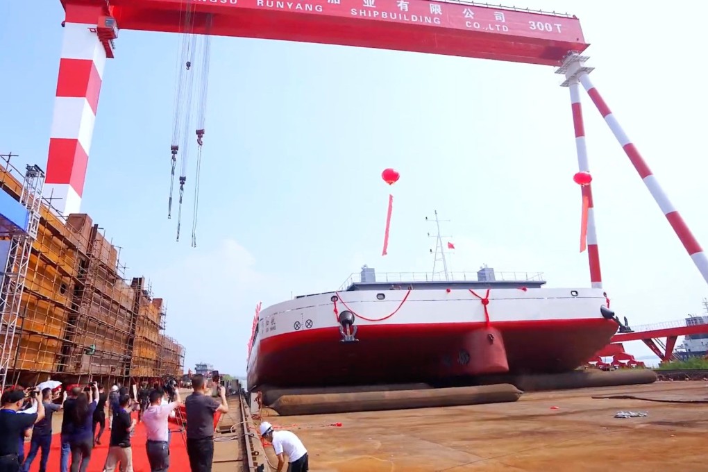 China’s first drone ship for recovering rocket boosters is launched in Yangzhou, Jiangsu province. Photo: iSpace