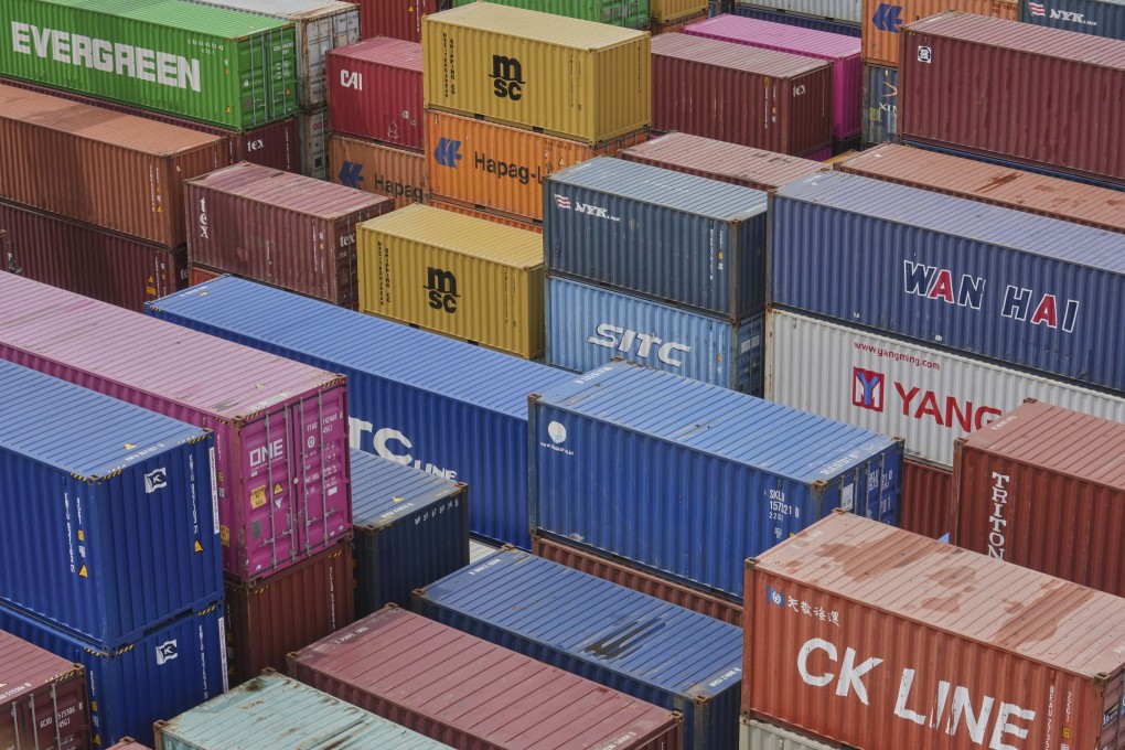 Containers are seen piled up in a cargo terminal at Bangkok Port, Thailand, on Wednesday. Photo: AP