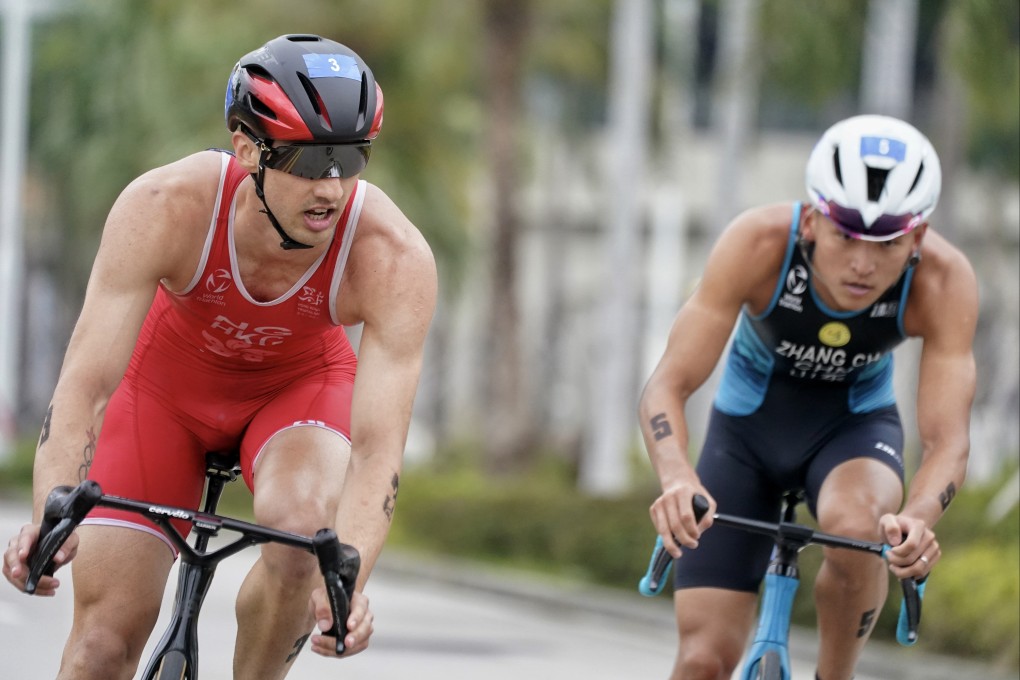 Jason Ng (left), in action during the National Games test event, is among the triathletes who will benefit from a new training base in Yunnan. Photo: Elson Li