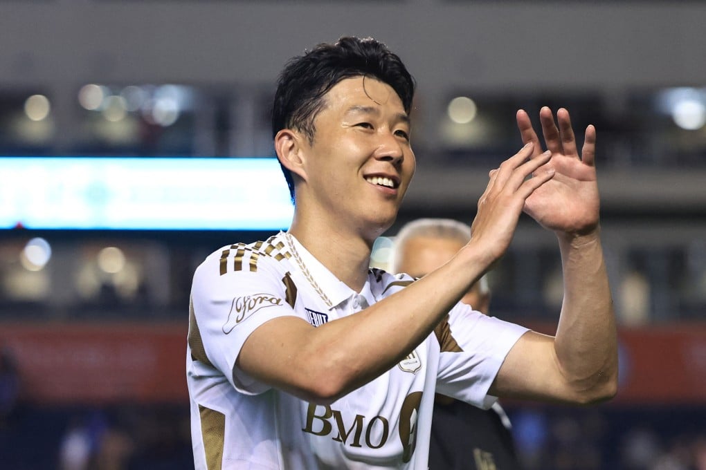 Son Heung-min salutes supporters following new side Los Angeles FC’s 2-2 draw away to the Chicago Fire. Photo: AFP