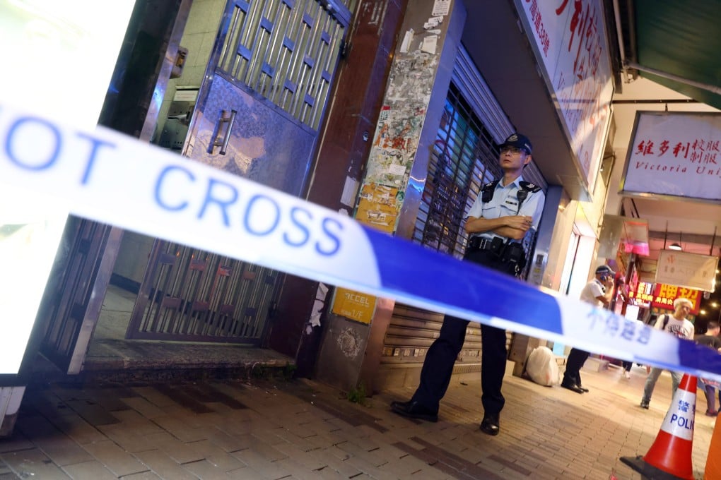 Police have cordoned off the building where the bodies were found on Monday. Photo: Dickson Lee