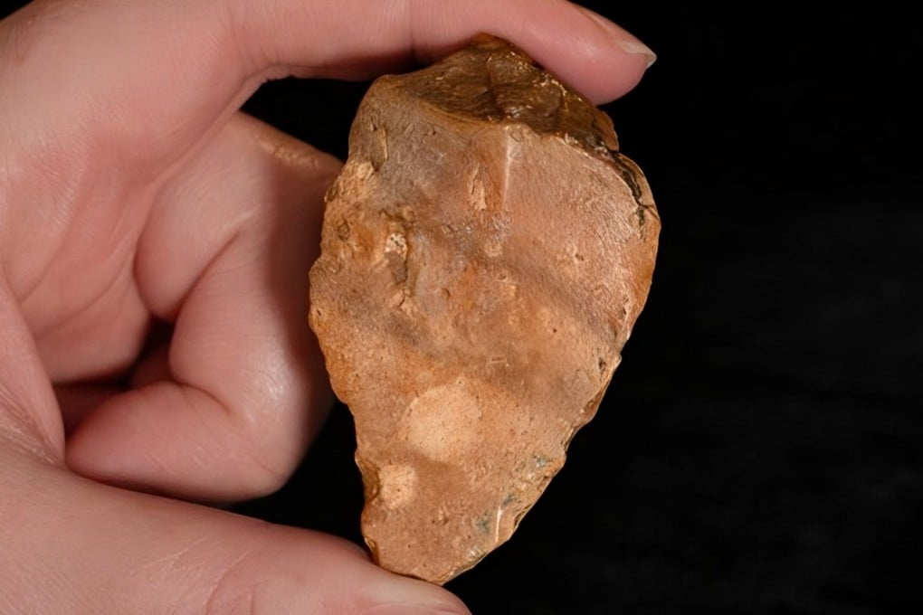 A stone tool dated to 1.04 million year ago. Prehistoric humans were thought to have only settled in Indonesia’s Flores Island and the Philippines’ Luzon Island around 1.02 million years ago. Photo: Handout