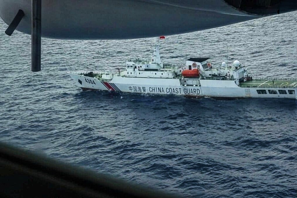 A Philippine Coast Guard aircraft spots a China Coast Guard ship off Sabtang Island in Batanes last week. Photo: Handout