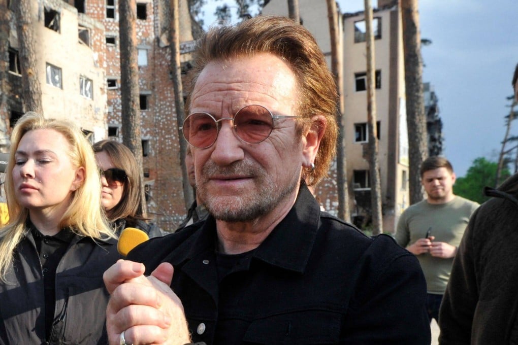 U2 frontman Bono during a war-time visit to Ukraine in 2022. File photo: AFP