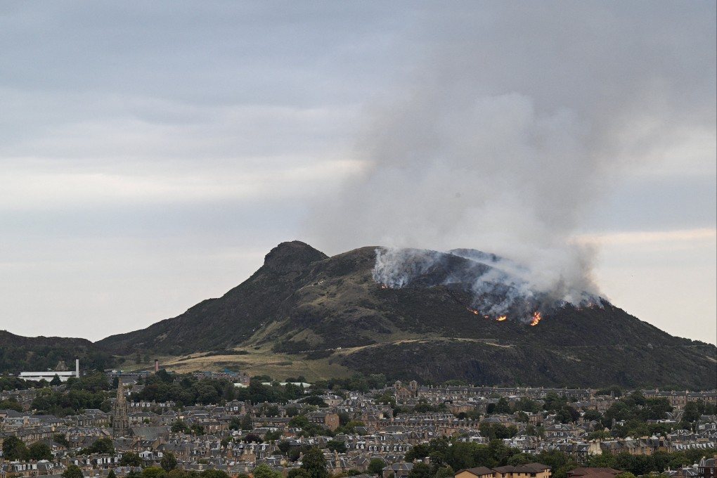 A fire burns at Arthur’s Seat in Edinburgh on Sunday. Photo: Reuters