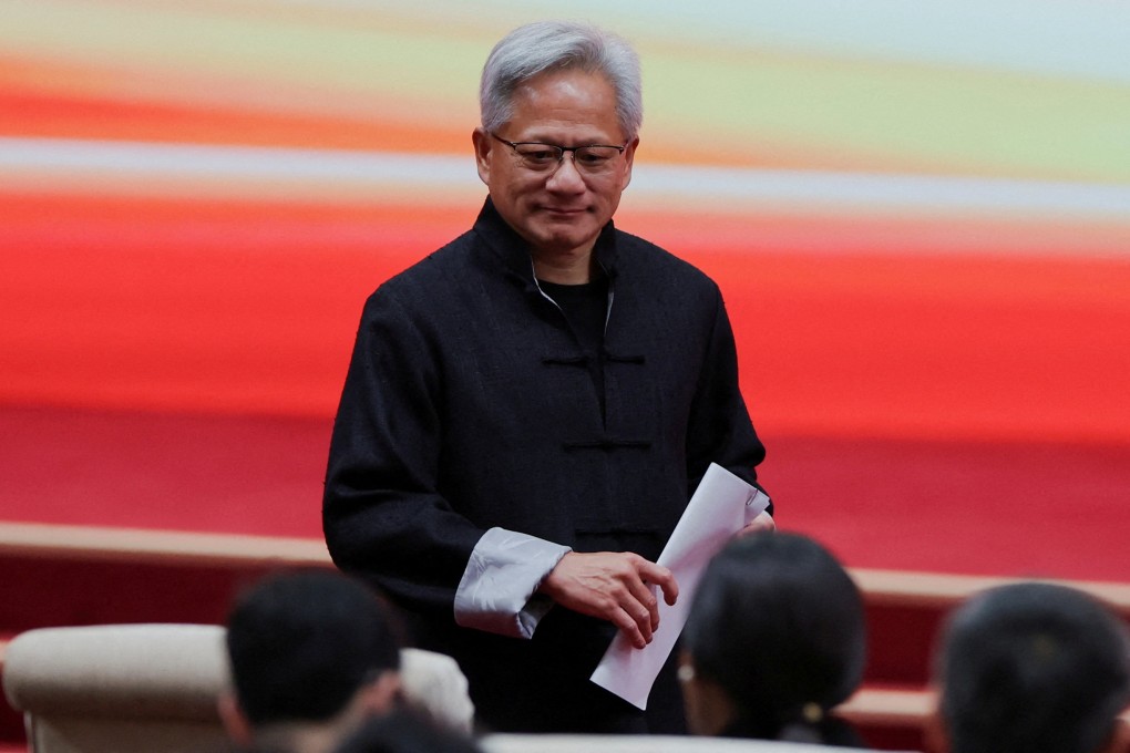 Nvidia CEO Jensen Huang arrives for the opening ceremony of the China International Supply Chain Expo in Beijing last month. Photo: Reuters
