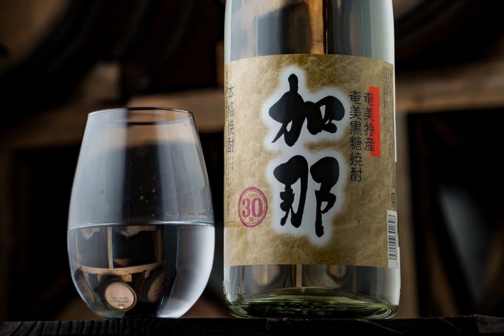 A bottle of Nishihira Distillery’s 
Kana brown sugar shochu.