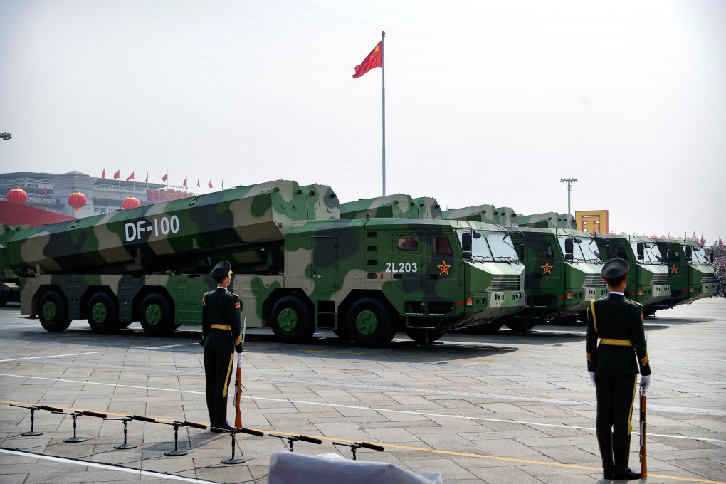 In 2019, China unveiled its DF-100 cruise missiles during a parade. In the past week the public has gained a rare glimpse of the weapon via a PLA documentary aired on state media. Photo: AP