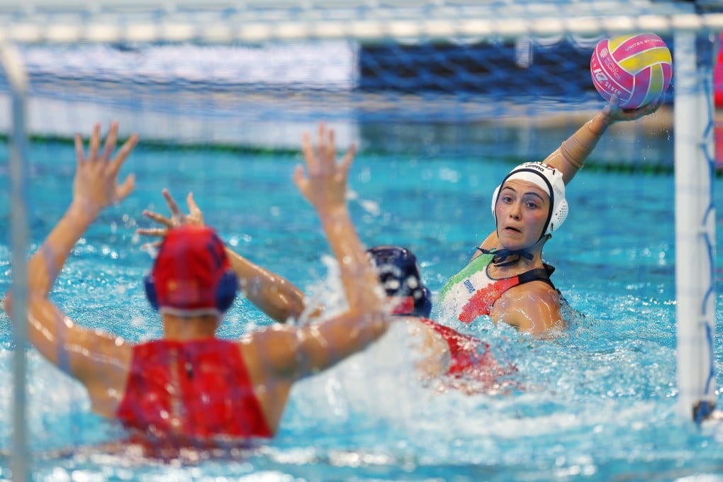 China’s women (in red) in action before the Brazil incident, at the World Aquatics Championships in Singapore last month. Photo: EPA