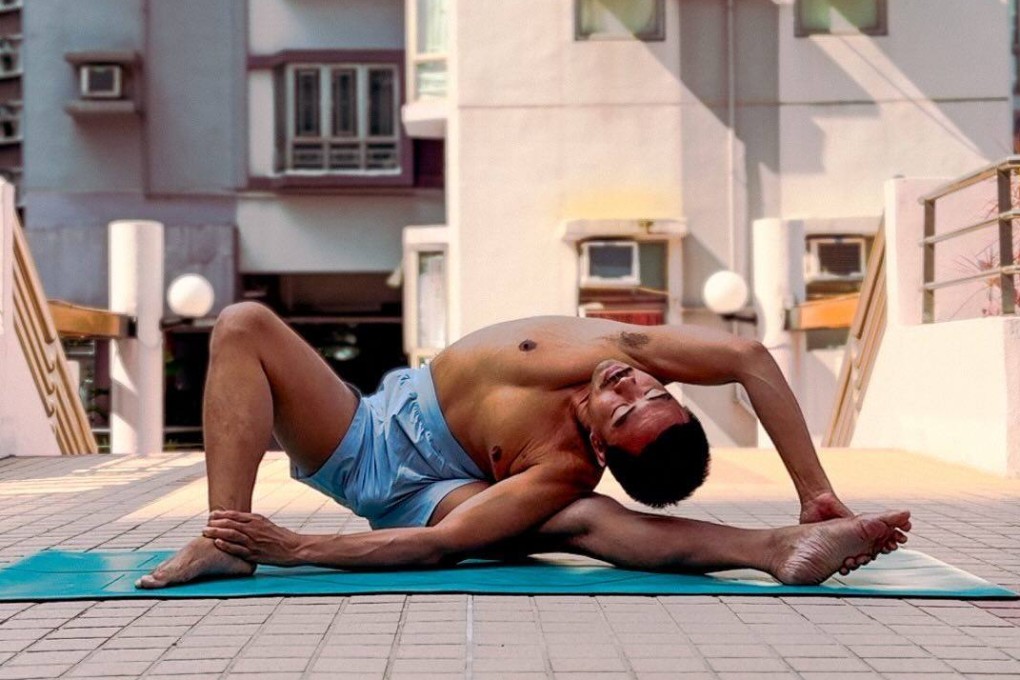 James Gannaban performs a  lateral bending compass pose in 2024. He reveals how he went from Disney performer to nightclub manager battling addiction to recovering through yoga. Photo: Instagram/jamesgannaban