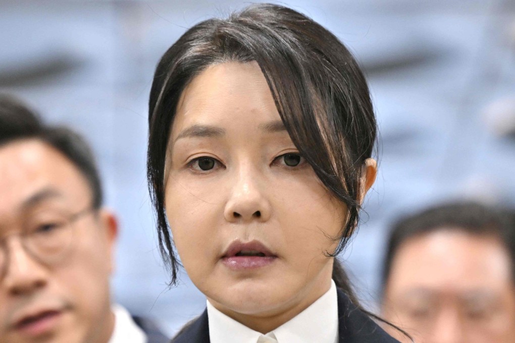 South Korea’s former first lady Kim Keon-hee arrives at the Seoul Central District Court on Tuesday to attend a hearing reviewing her arrest warrant. Photo: AFP