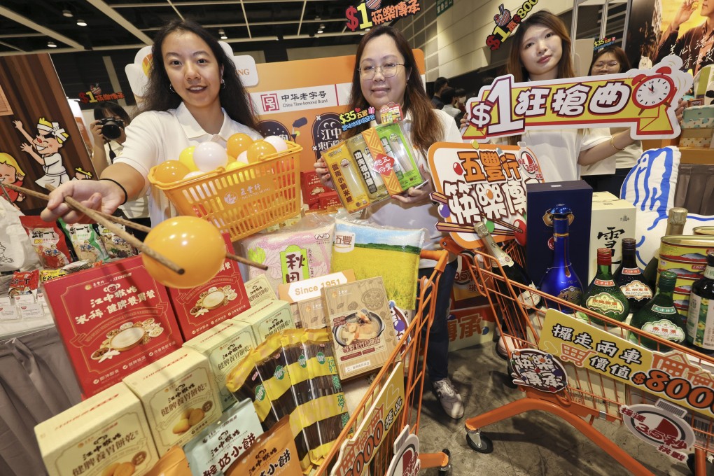 Exhibitors showcase their products at an event for the press on August 6 before the Food Expo 2025 opens at the Hong Kong Convention and Exhibition Centre in Wan Chai. Photo: Karma Lo