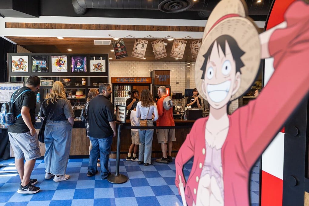 People queue for lunch at One Piece Cafe in Little Tokyo in Los Angeles on July 18, 2025, during the cafe’s soft opening. Photo: TNS