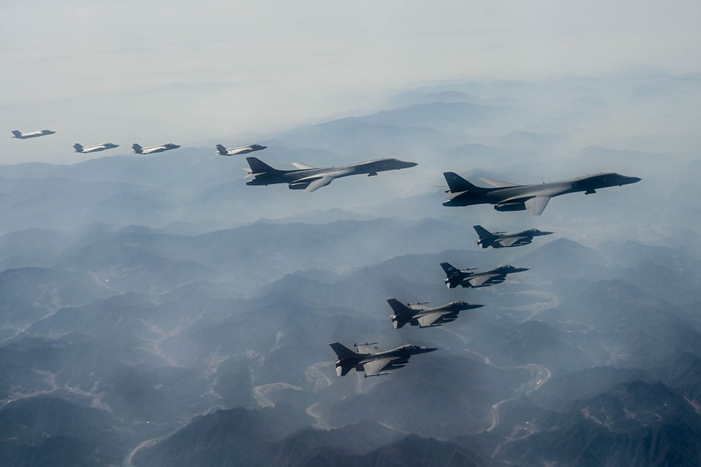 South Korean and US warplanes conduct a combined aerial exercise in 2023. The US is pushing South Korea to increase defence spending and burden-sharing. Photo: US Air Force