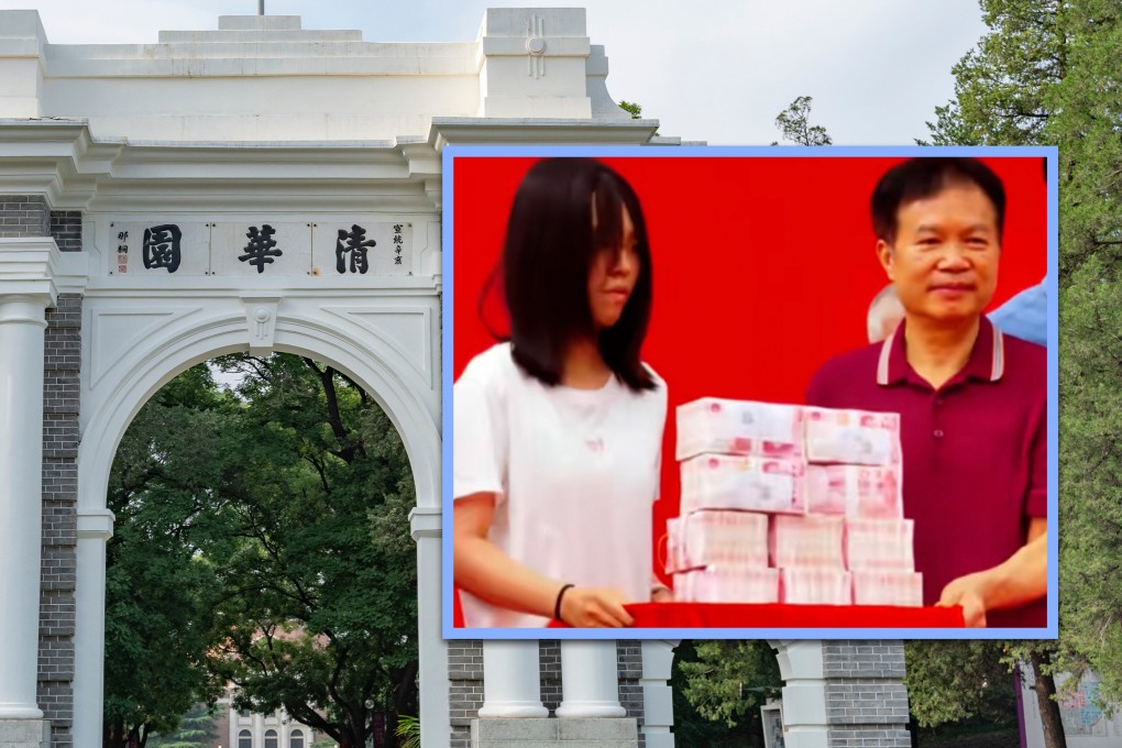 A secondary school in China has offered a US$140,000 scholarship to a graduate who has been accepted into the prestigious Tsinghua University. Photo: SCMP composite/Shutterstock/Douyin