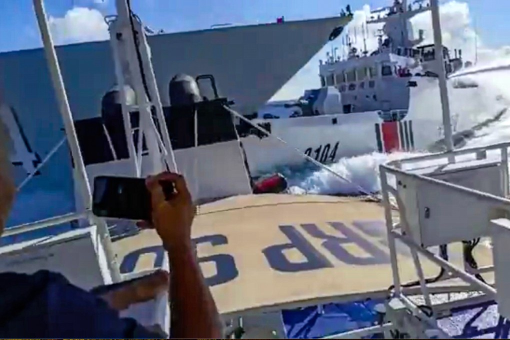 Some analysts suggested the Chinese destroyer had tried to intercept the faster Philippine ship but had misjudged the manoeuvre. Photo: AP