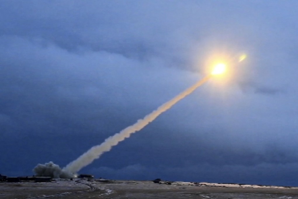 Television footage from March 2018 shows the launch of what President Vladimir Putin said was a new nuclear-powered intercontinental cruise missile. Putin announced in October 2023, that Russia had effectively completed the development of the Burevestnik cruise missile. Photo: RU-RTR Russian Television via AP
