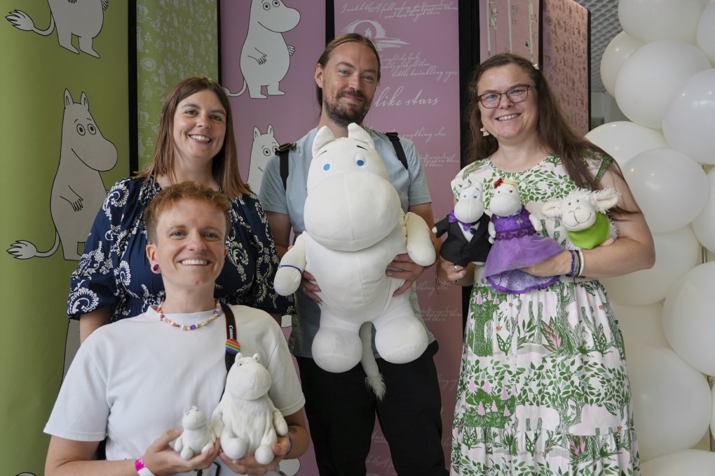 Moomins fans celebrate the 80th anniversary of the publication of the Finnish children’s classic, The Moomins and the Great Flood, and the birthday of the author Tove Jansson, in Tampere, Finland, on August 9, 2025. Photo: AP