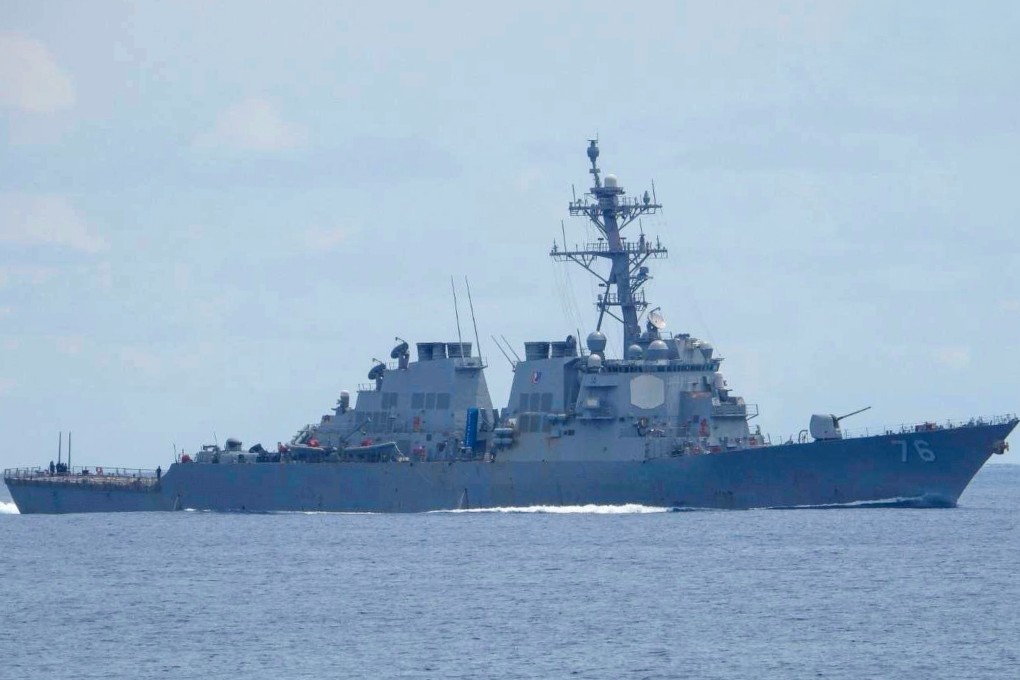 The USS Higgins on patrol in the South China Sea on Wednesday. Photo: Philippine Coast Guard via AP