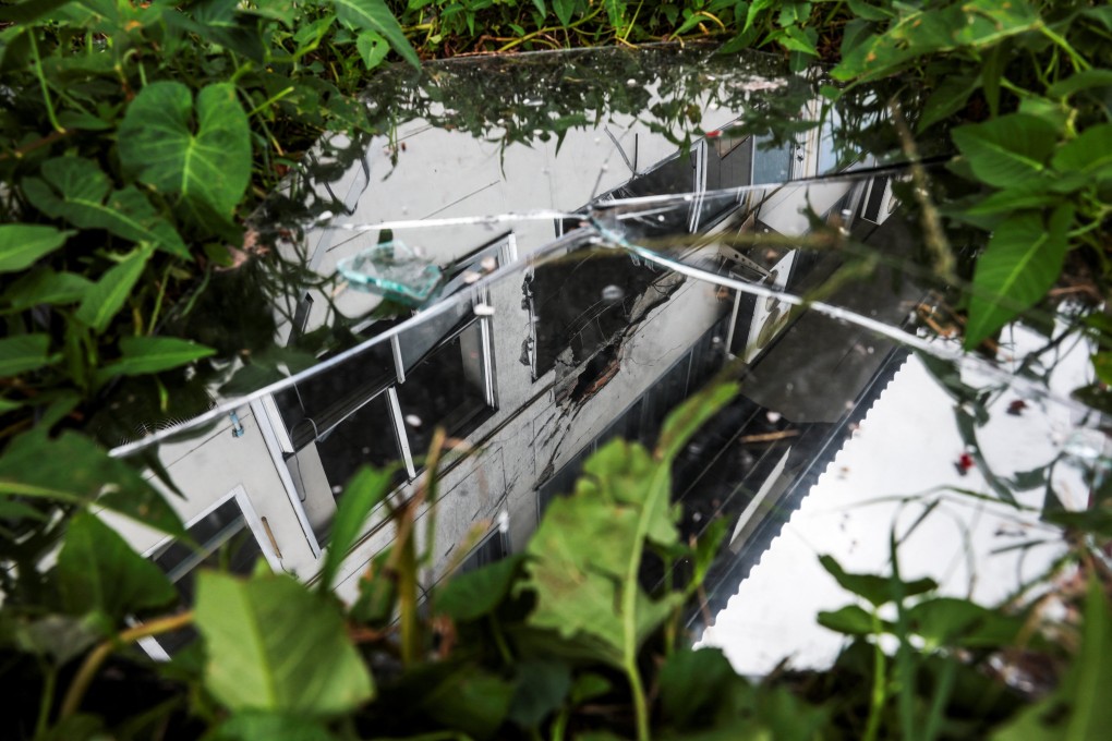 Broken windows and the damaged wall of a hospital caused by Cambodian shelling in Thailand’s Sisaket province, pictured on August 1. Photo: Reuters