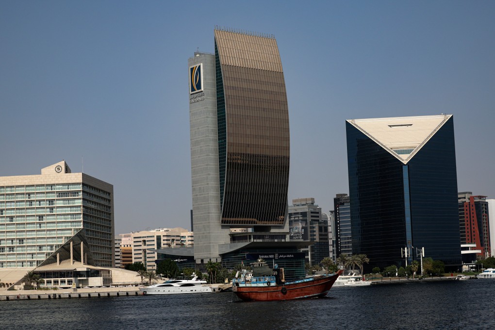 A view of the Emirates NBD bank headquarters, centre, in Dubai on August 5. Photo: EPA