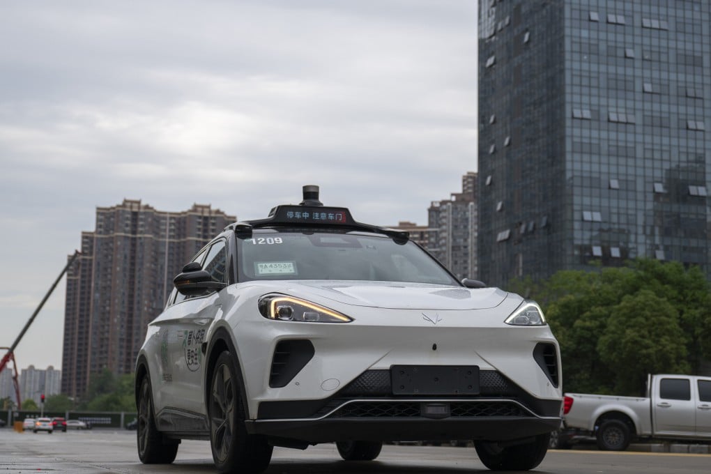 An Apollo Go robotaxi is pictured during a road test in Wuhan, central China’s Hubei province, on June 10, 2025. Photo: Xinhua