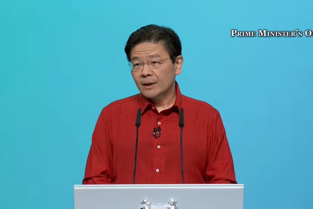 Singapore’s Prime Minister Lawrence Wong during the National Day Rally on Sunday. Photo: YouTube/Lawrence Wong 黄循财