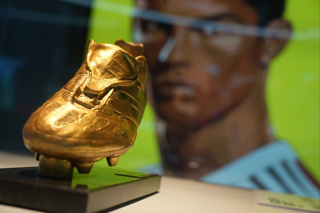 The European golden boot won by Cristiano Ronaldo in 2008 on display at his CR7 Life Museum in Hong Kong. Photo: Sam Tsang