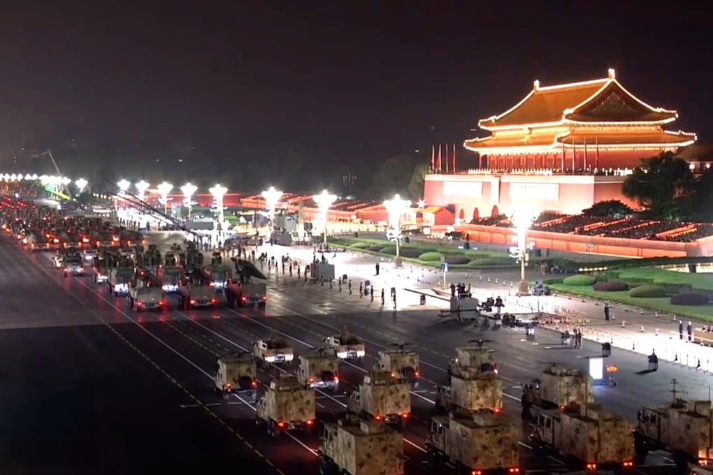 A weekend rehearsal in Beijing gave a glimpse of some of the advanced weaponry that will be on display during next month’s military parade. Photo: CCTV