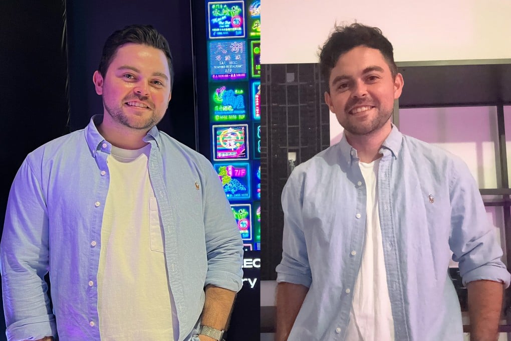 Hong Kong-based photographer Derry Ainsworth at 98kg (left) before developing severe acute pancreatitis, which saw him quit drinking, change his diet and do more exercise, dropping to 78kg (right). Photo: Derry Ainsworth