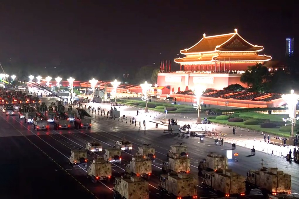 A weekend rehearsal in Beijing gave a glimpse of some of the advanced weaponry that will be on display during next month’s military parade. Photo: CCTV