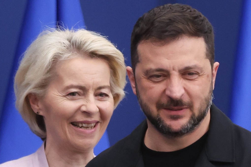 Ukrainian President Volodymyr Zelensky (right) meets European Commission President Ursula von der Leyen   in Brussels, Belgium, on Sunday ahead of his meeting with US President Donald Trump. Photo: EPA