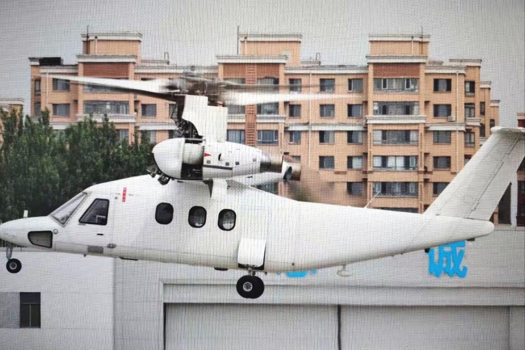 The photograph of a white prototype tilt-rotor aircraft in flight has been circulating on Chinese social media this week. Photo: Handout