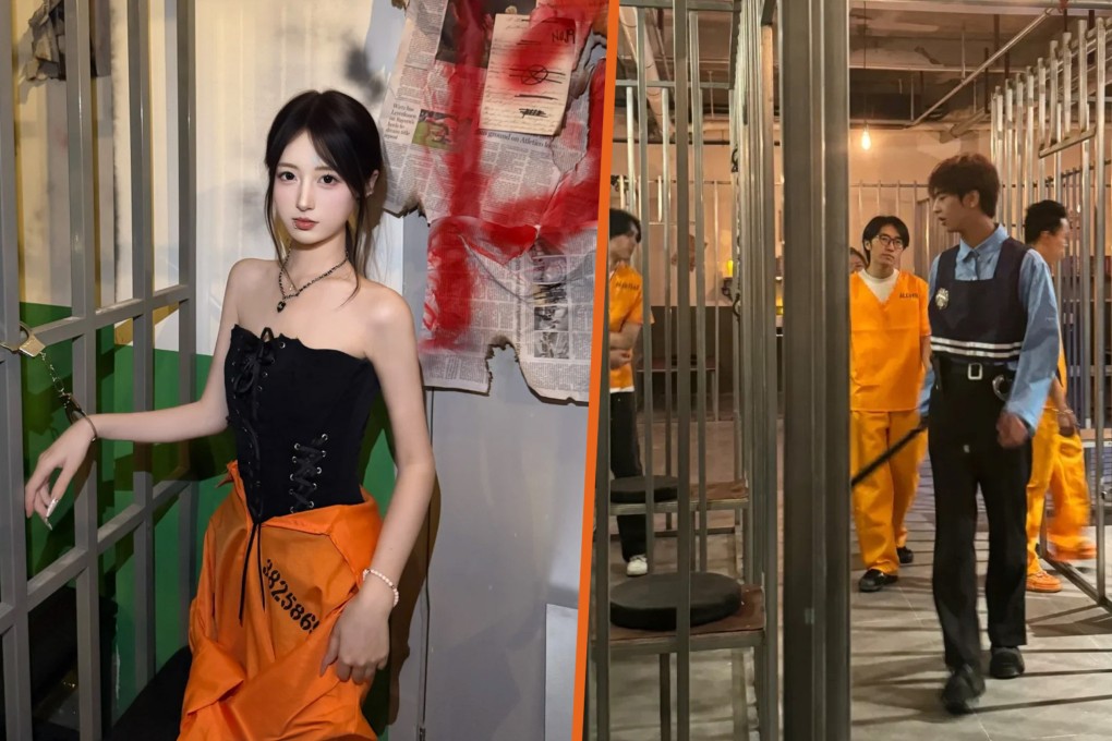 Prison-themed bars are  gaining popularity in China, inspired by the Netflix series “Orange is the New Black”. Photo: SCMP composite/RedNote