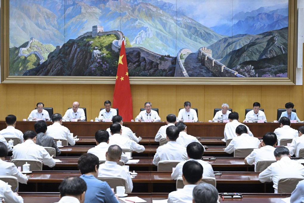Chinese Premier Li Qiang chairs a meeting of the State, China’s cabinet, on Monday. Li called for more action to boost consumption and investment, as China strives to overcome growing economic headwinds. Photo: Xinhua