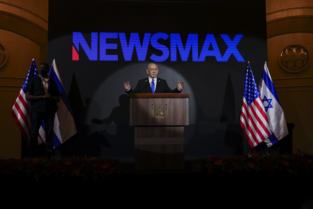 Israeli Prime Minister Benjamin Netanyahu delivers a speech during the US Independence Day reception hosted by Newsmax in Jerusalem on August 13. Photo: EPA
