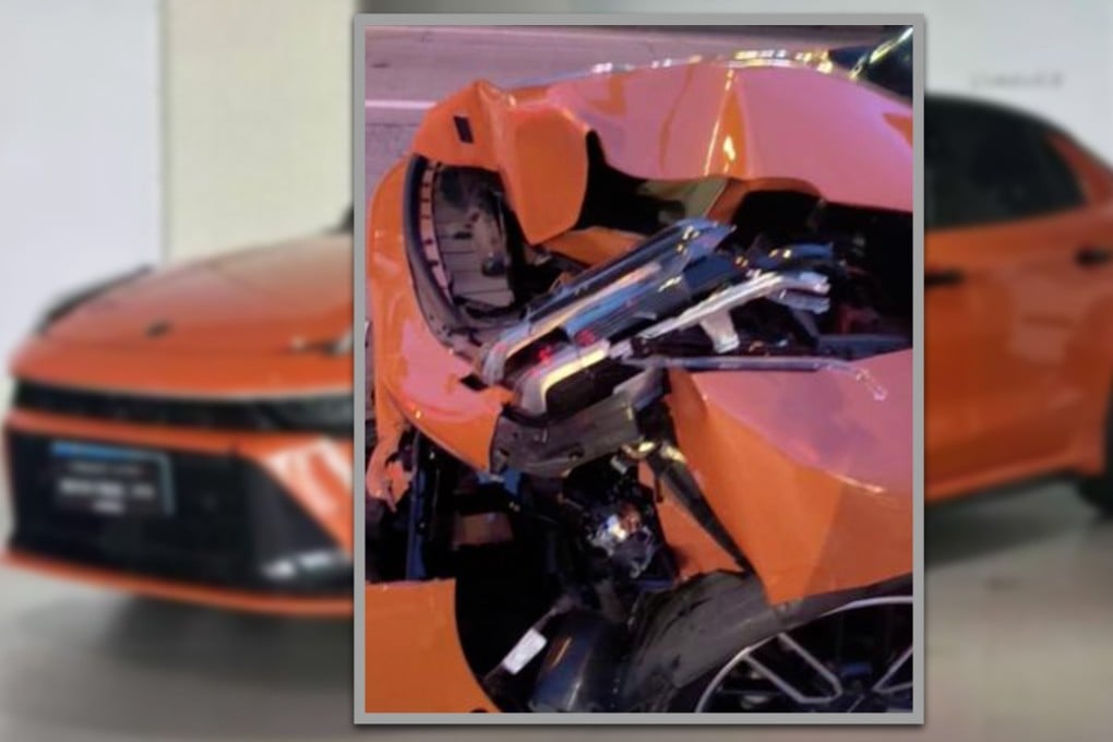 A man in China crashed his new car into a Maserati on the day he bought it, but his insurer refused coverage as the policy was seven minutes away from taking effect. Photo: SCMP composite/QQ.com